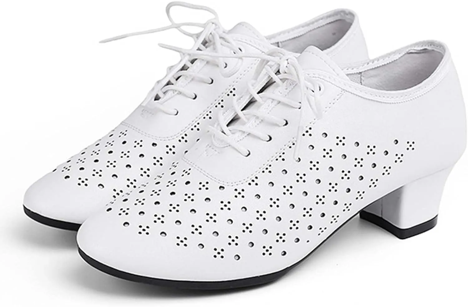 ONAIC Women's Lace-Up Latin Dance Shoes Ballroom Shoes Performance Dance Shoes Modern Practice Professional Dance Shoes 3.5 Heel