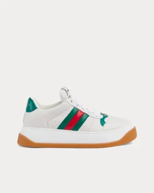 Screener with Web & Perforated Leather White / Green Low Top Sneakers
