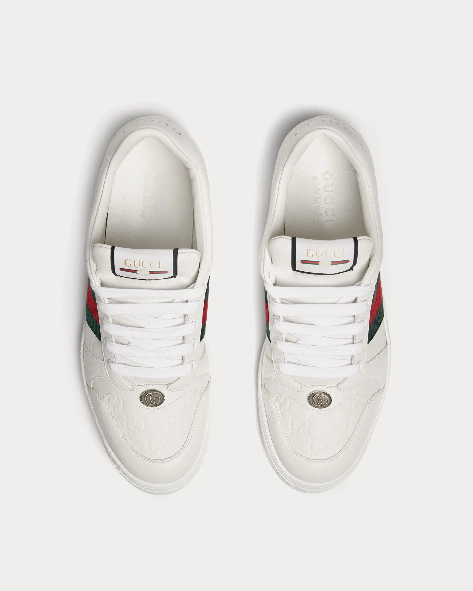 Screener with Web Leather White Low Top Sneakers