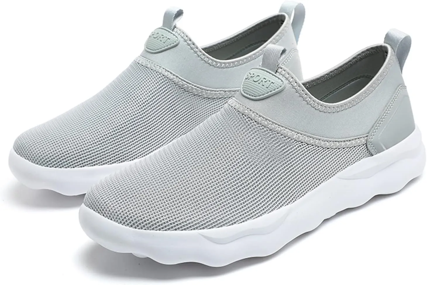 Slip on Walking Shoes for Men Comfy Knitted Memory Foam Breathable Mesh Fashion Sneakers Non Slip Arch Support Cushioning Training Gym Shoes Wide Width