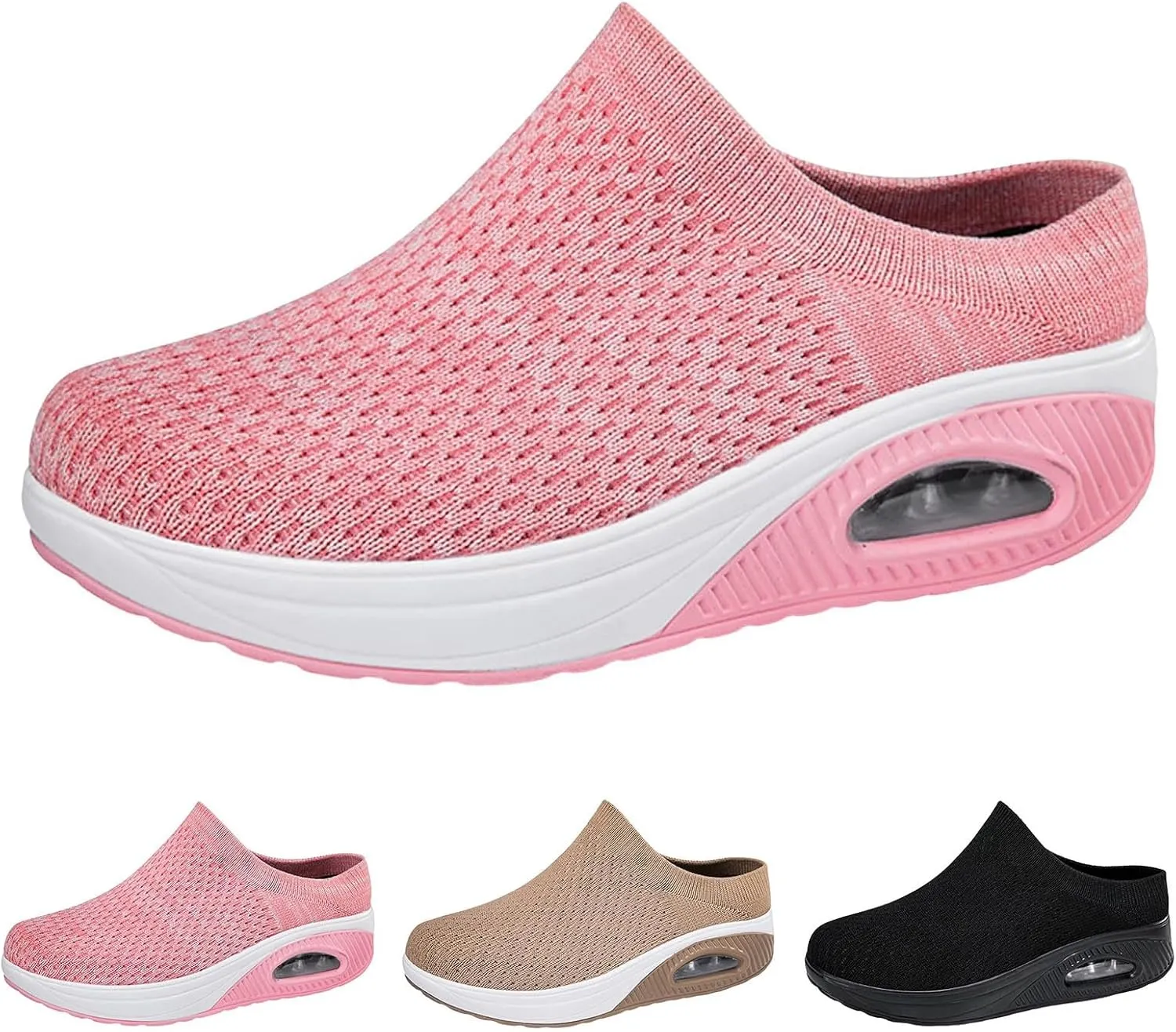 Slip on Walking Shoes for Women Non Slip Memory Foam Running Shoes Wide Width Breathable Gym Workout Shoes Lightweight Fashion Sneakers
