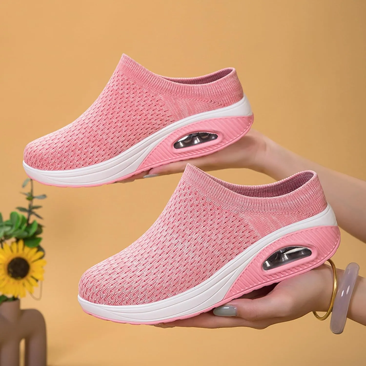 Slip on Walking Shoes for Women Non Slip Memory Foam Running Shoes Wide Width Breathable Gym Workout Shoes Lightweight Fashion Sneakers