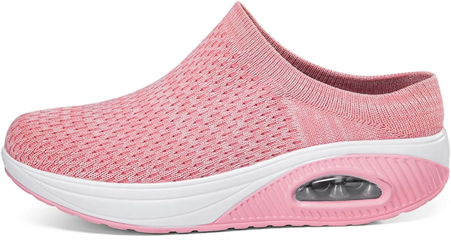 Slip on Walking Shoes for Women Non Slip Memory Foam Running Shoes Wide Width Breathable Gym Workout Shoes Lightweight Fashion Sneakers