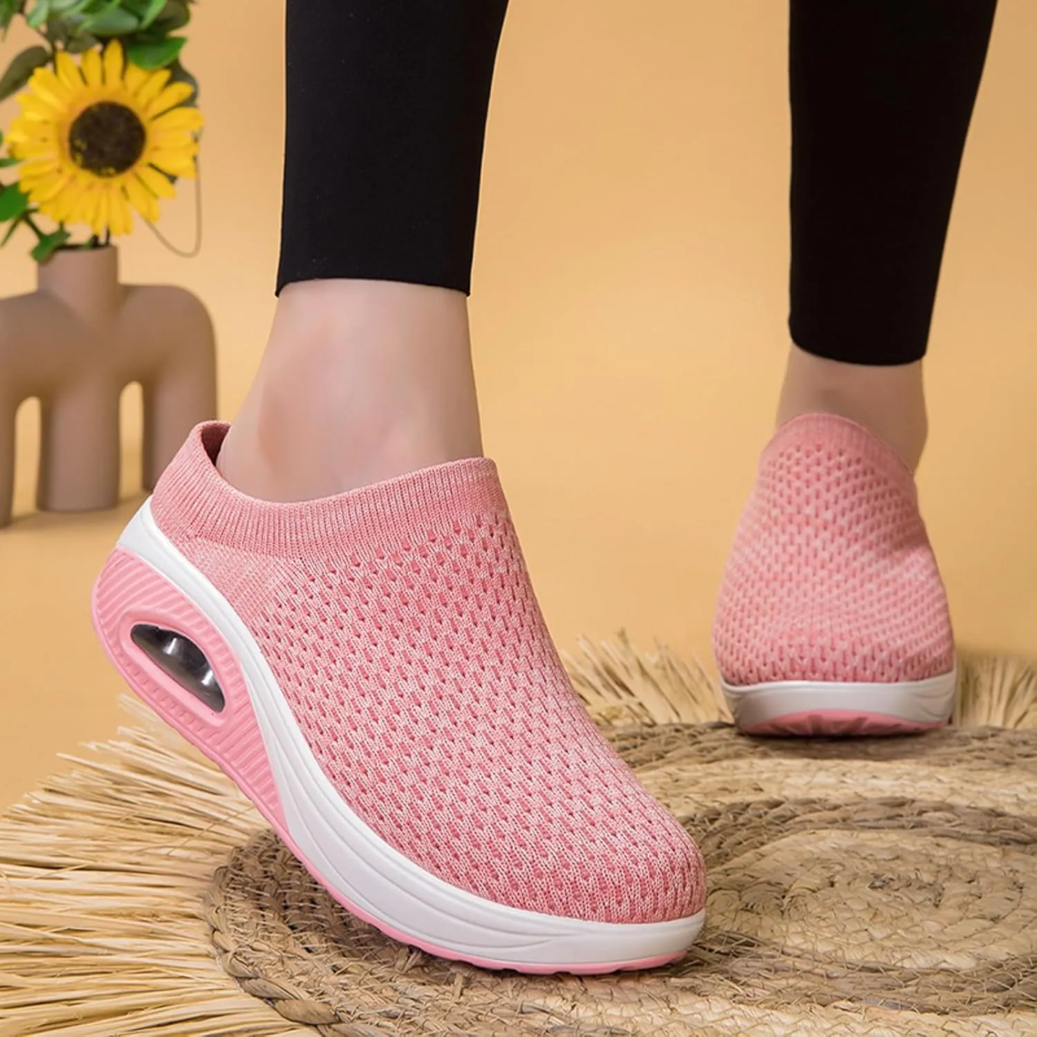 Slip on Walking Shoes for Women Non Slip Memory Foam Running Shoes Wide Width Breathable Gym Workout Shoes Lightweight Fashion Sneakers