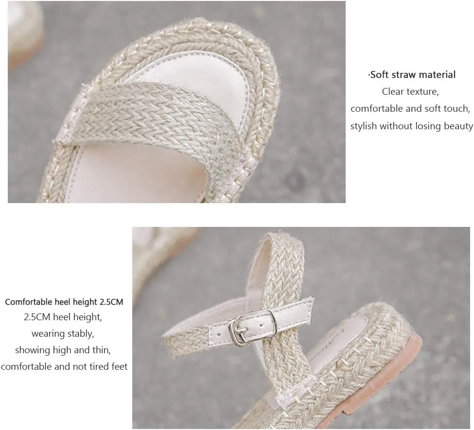 slippers Flip Flops,Women's Straw Woven Sandals, Fisherman Shoes, Ethnic Style Bohemian Platform Sandals with Platform Sandals