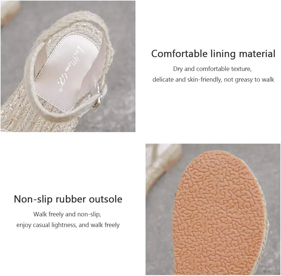 slippers Flip Flops,Women's Straw Woven Sandals, Fisherman Shoes, Ethnic Style Bohemian Platform Sandals with Platform Sandals
