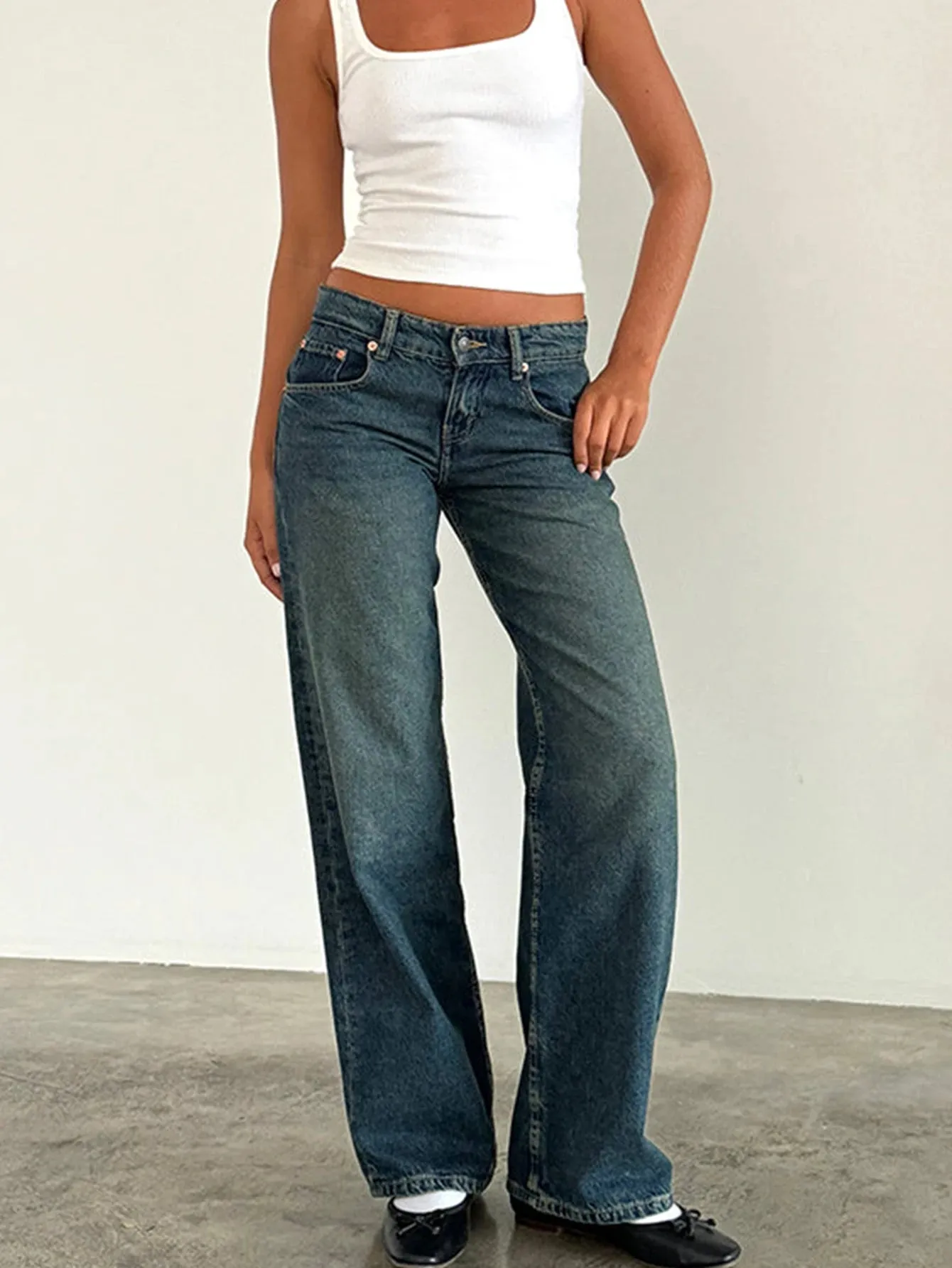 SYLVAINE  Vintage Casual Baggy Jeans