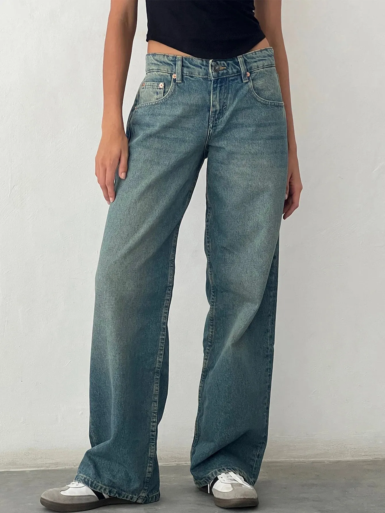 SYLVAINE  Vintage Casual Baggy Jeans