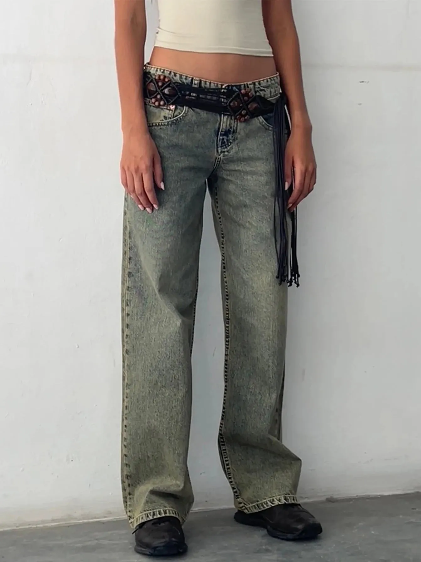 SYLVAINE  Vintage Casual Baggy Jeans