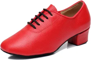 TDA Women's Classic Lace-up Leather Ballroom Salsa Tango Samba Rumba Modern Latin Dance Shoes
