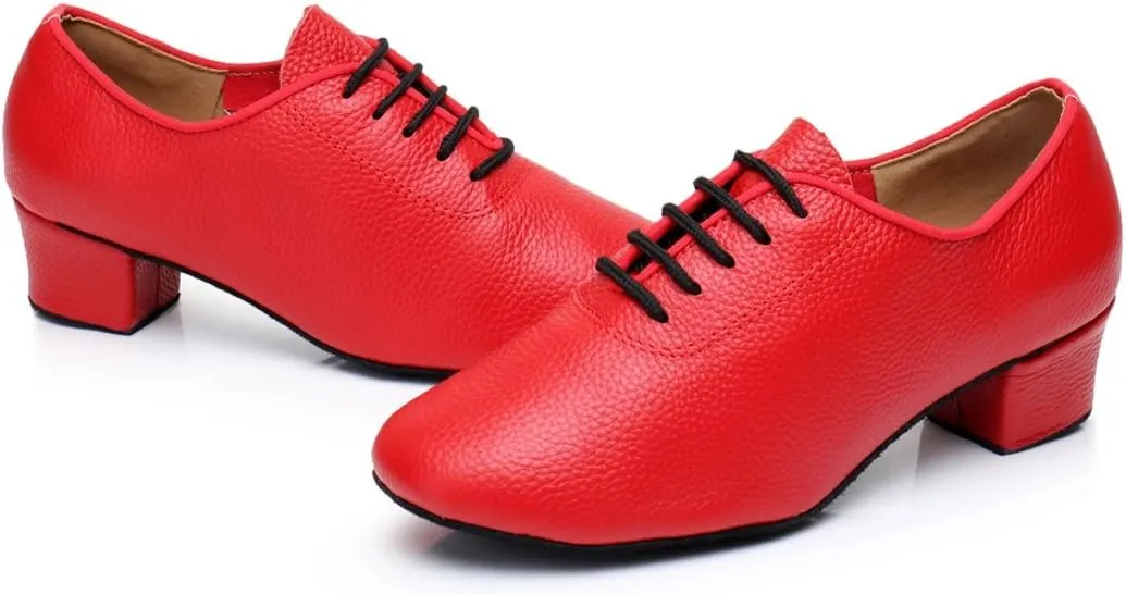 TDA Women's Classic Lace-up Leather Ballroom Salsa Tango Samba Rumba Modern Latin Dance Shoes
