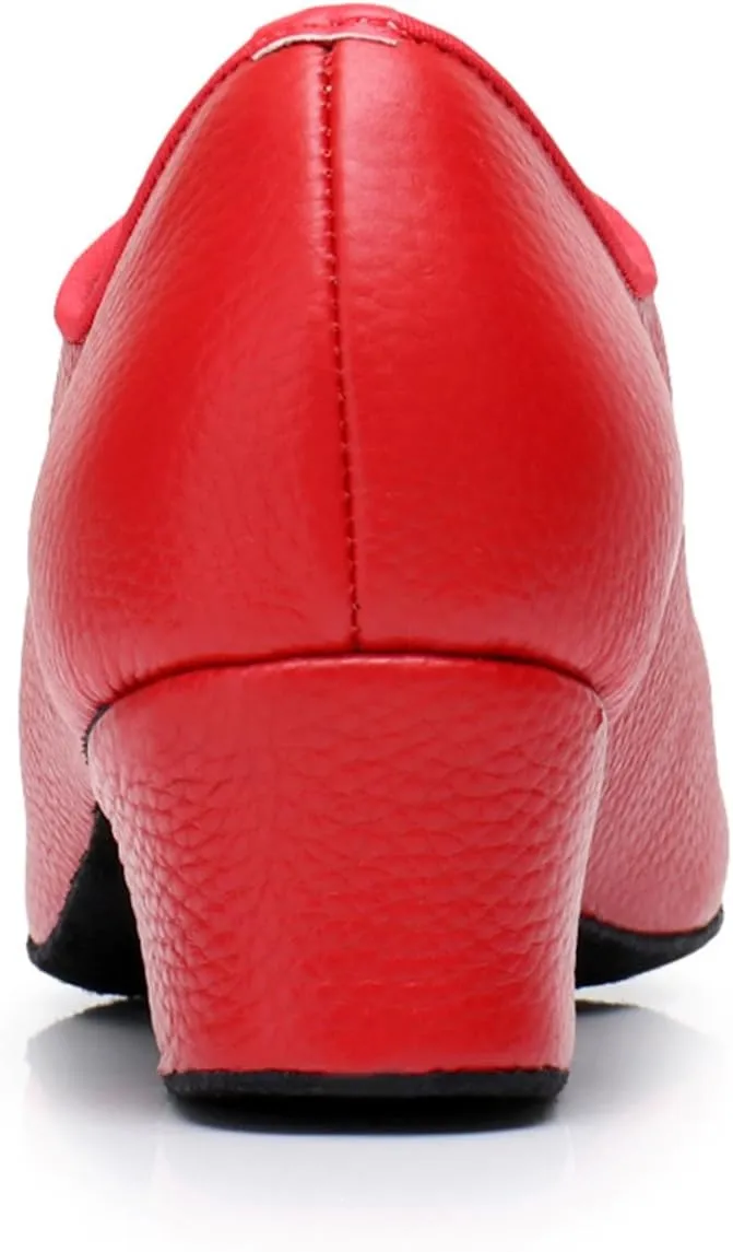 TDA Women's Classic Lace-up Leather Ballroom Salsa Tango Samba Rumba Modern Latin Dance Shoes