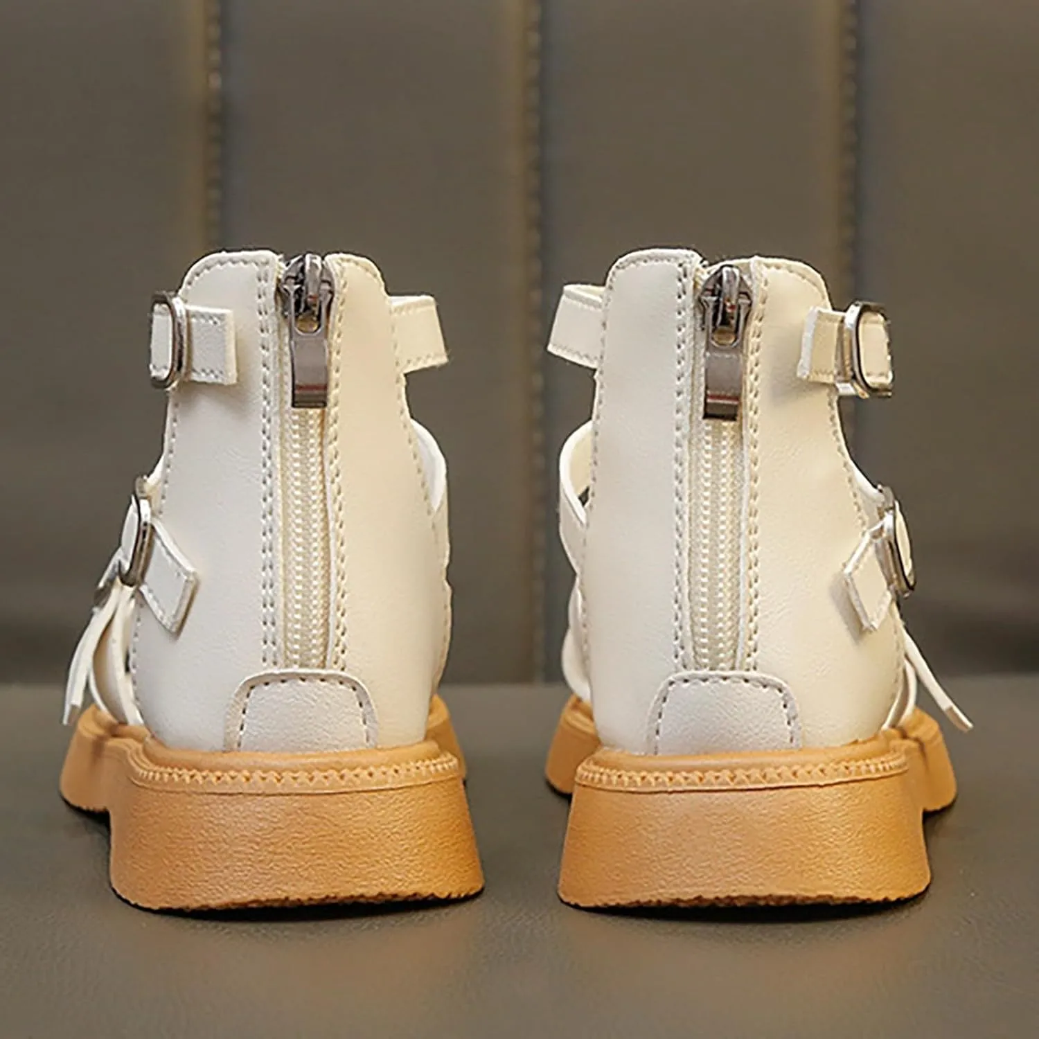 Toddler Little Girls Sandals Open Toe Shoe Side Zipper Strapped Fashion Summer Boots Beach Shoes Outdoor Jelly Sandals