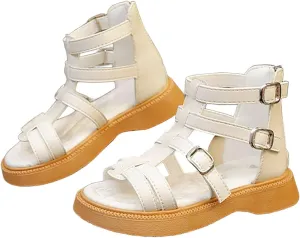 Toddler Little Girls Sandals Open Toe Shoe Side Zipper Strapped Fashion Summer Boots Beach Shoes Outdoor Jelly Sandals