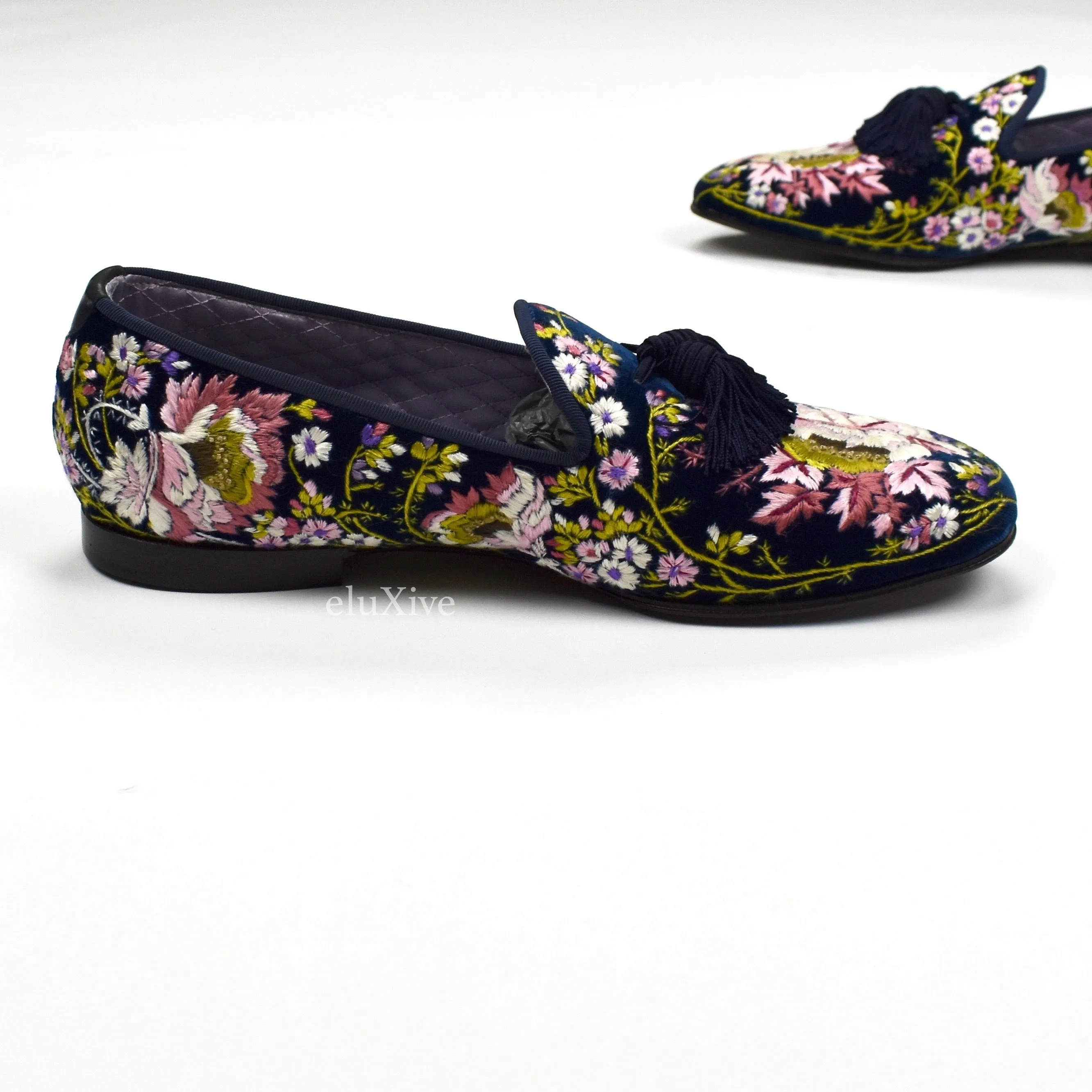 Tom Ford - Hand Embroidered Floral Velvet Loafers