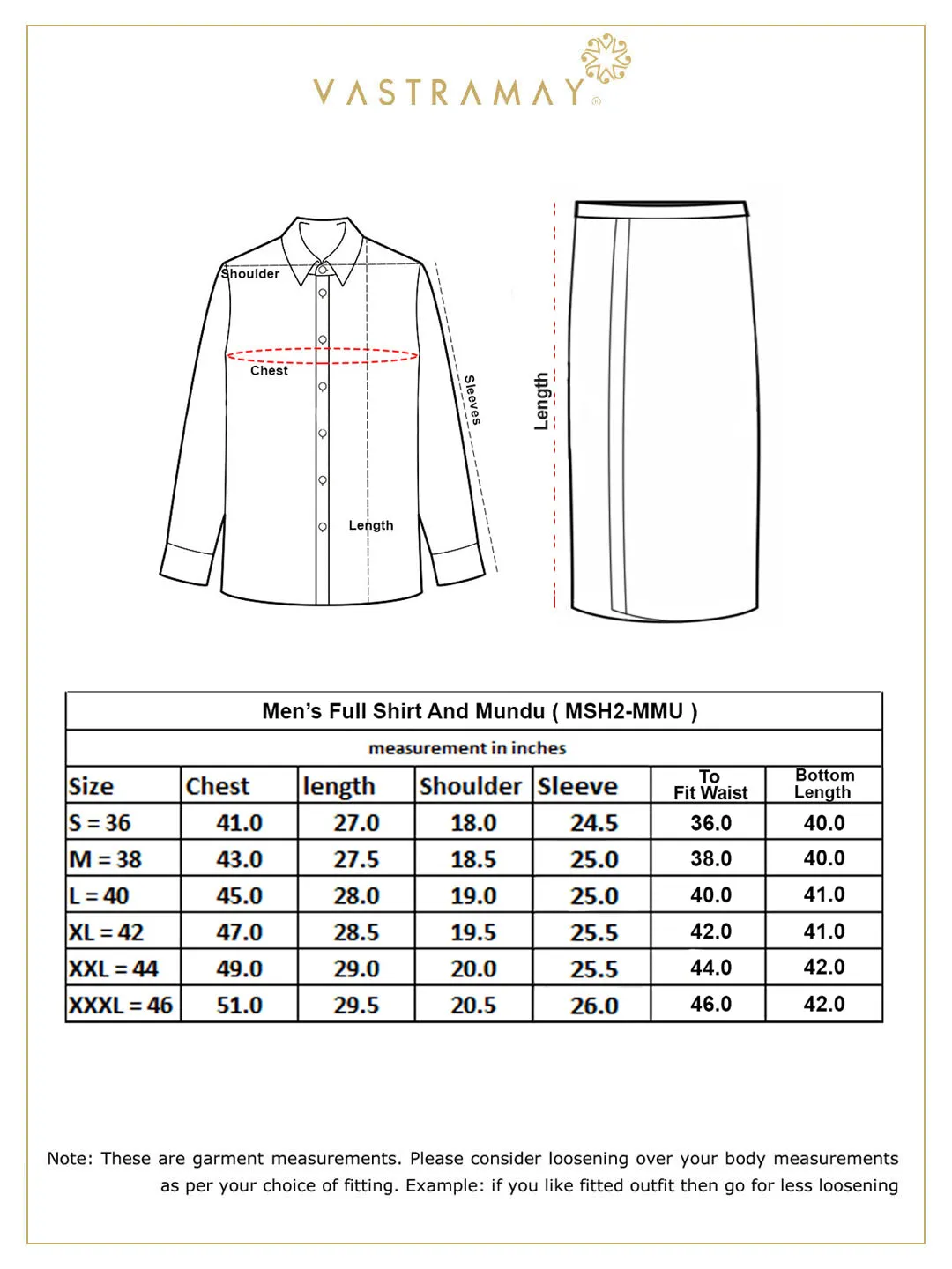 VASTRAMAY Men's Pink Poly Viscose Shirt And Mundu
