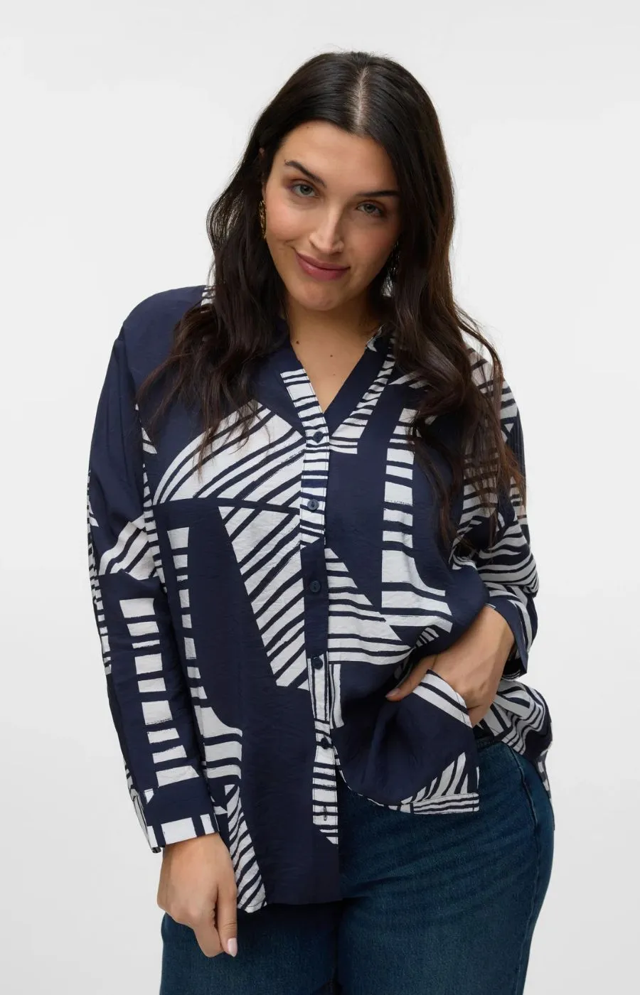 Vero Moda Curve Josie Shirt in Navy