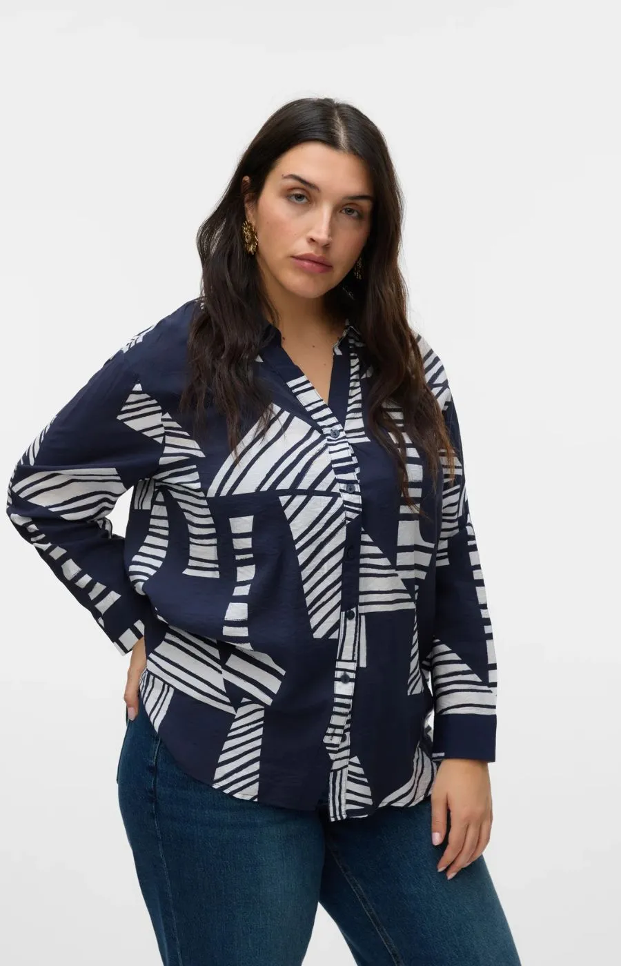 Vero Moda Curve Josie Shirt in Navy
