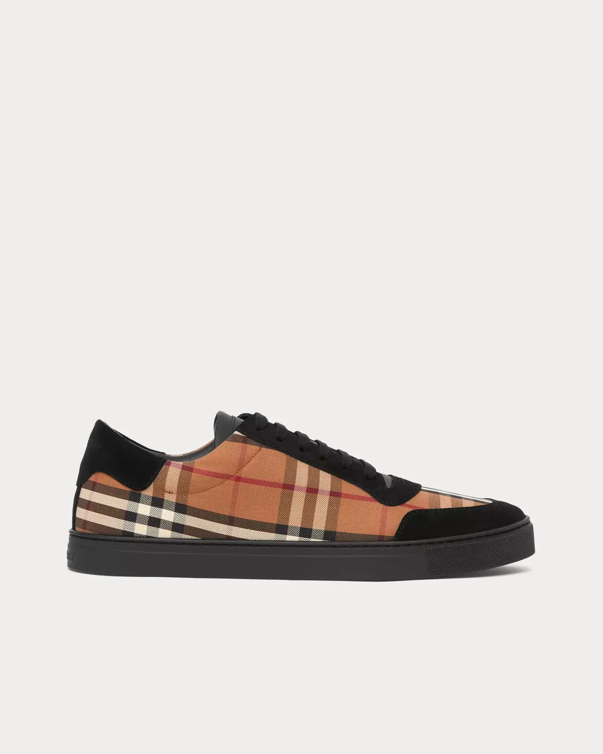 Vintage Check Cotton & Suede Birch Brown Low Top Sneakers