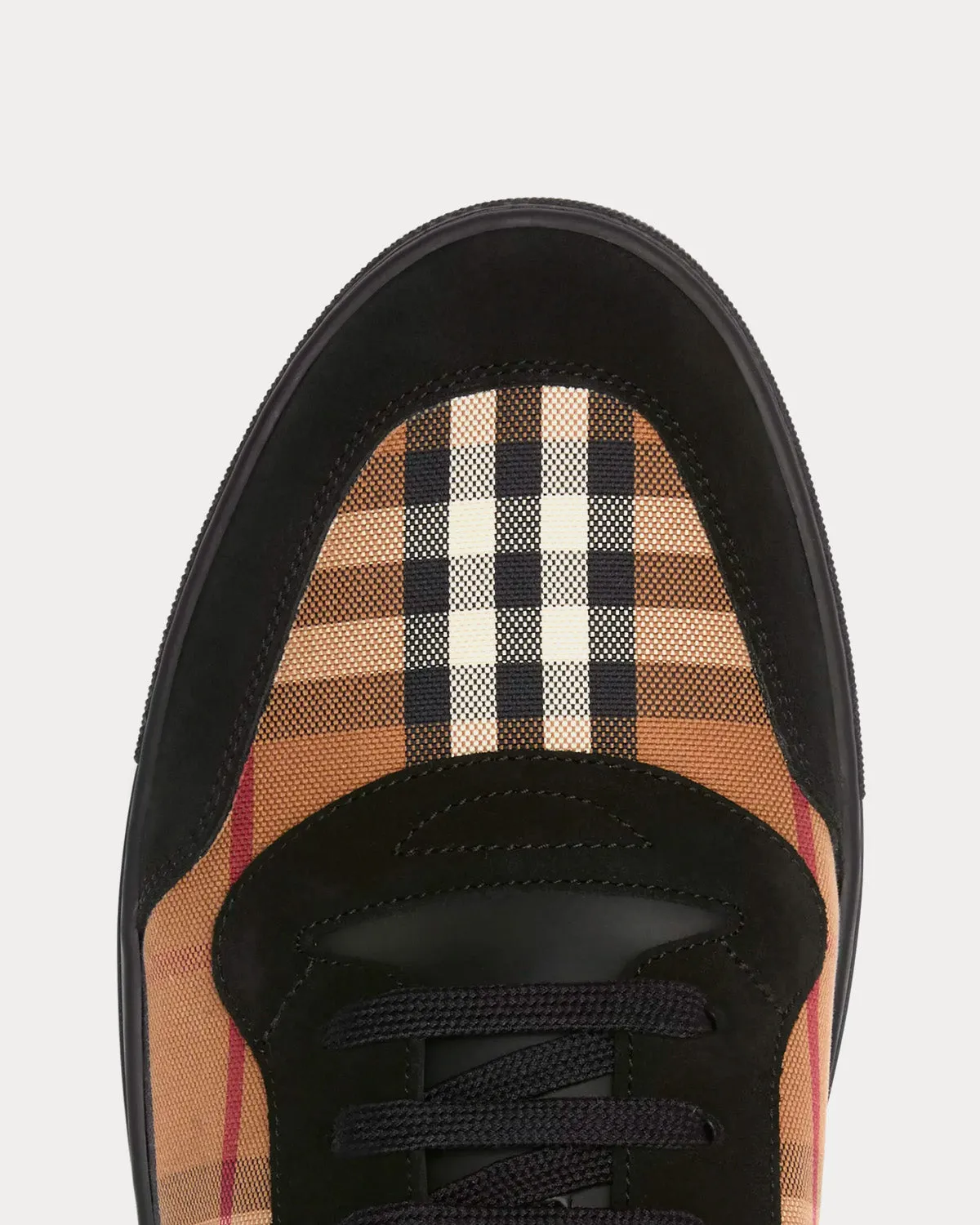 Vintage Check Cotton & Suede Birch Brown Low Top Sneakers