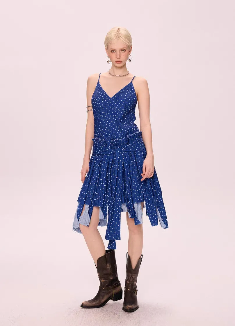 Vintage Polka Dot Asymmetric Midi Dress
