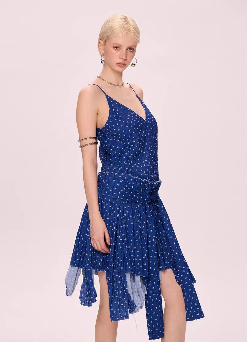Vintage Polka Dot Asymmetric Midi Dress