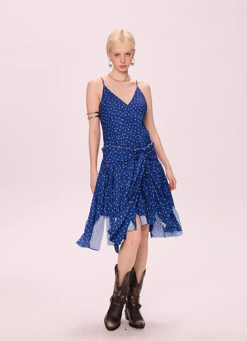 Vintage Polka Dot Asymmetric Midi Dress