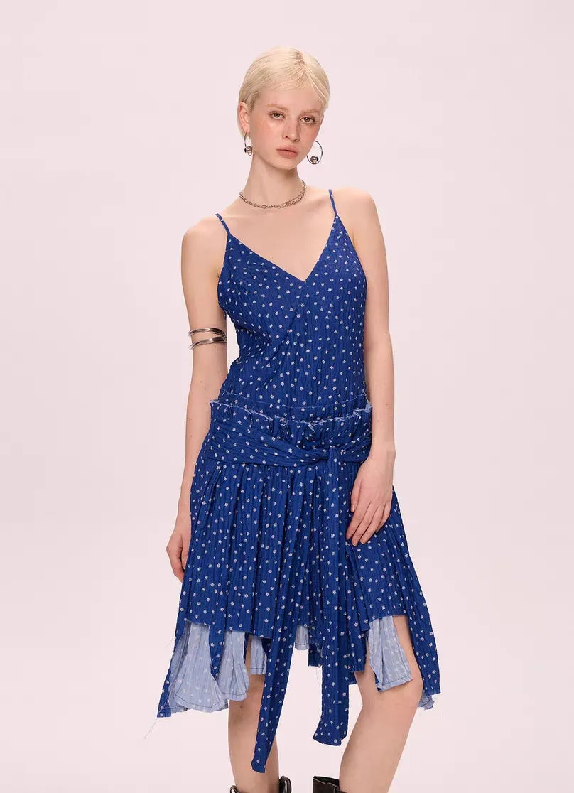 Vintage Polka Dot Asymmetric Midi Dress