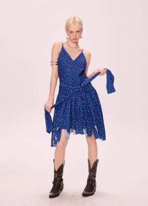 Vintage Polka Dot Asymmetric Midi Dress