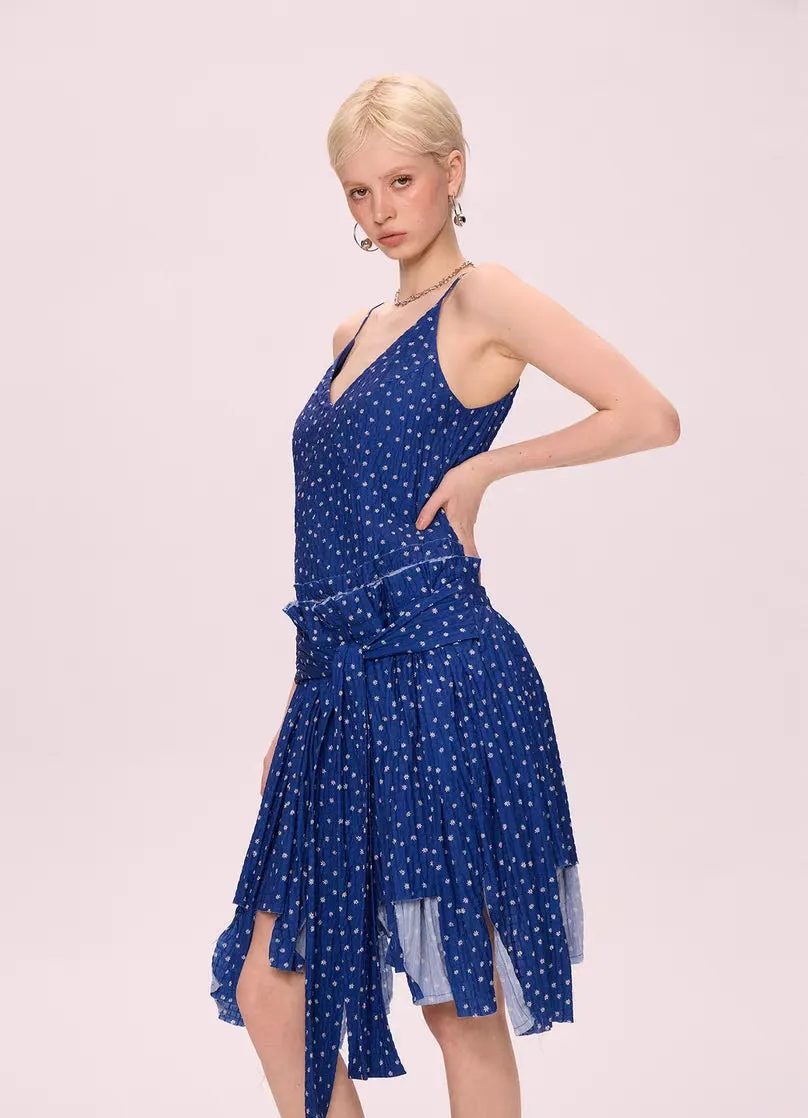 Vintage Polka Dot Asymmetric Midi Dress
