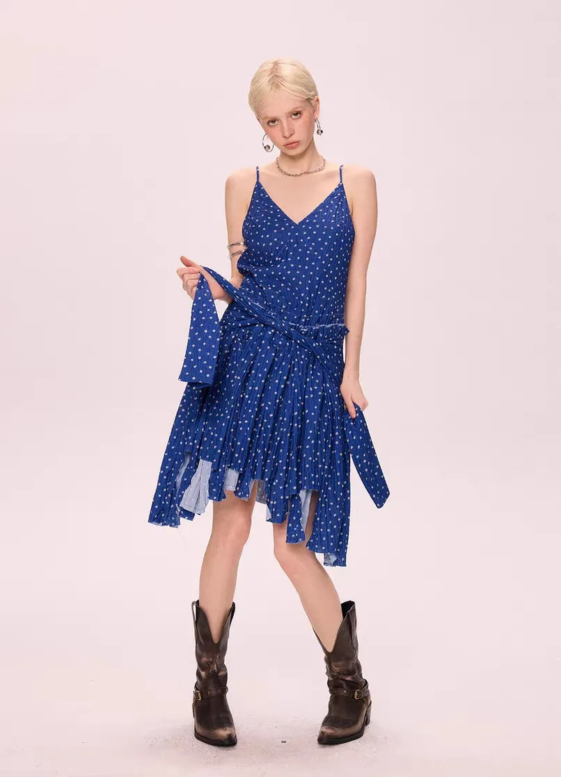 Vintage Polka Dot Asymmetric Midi Dress