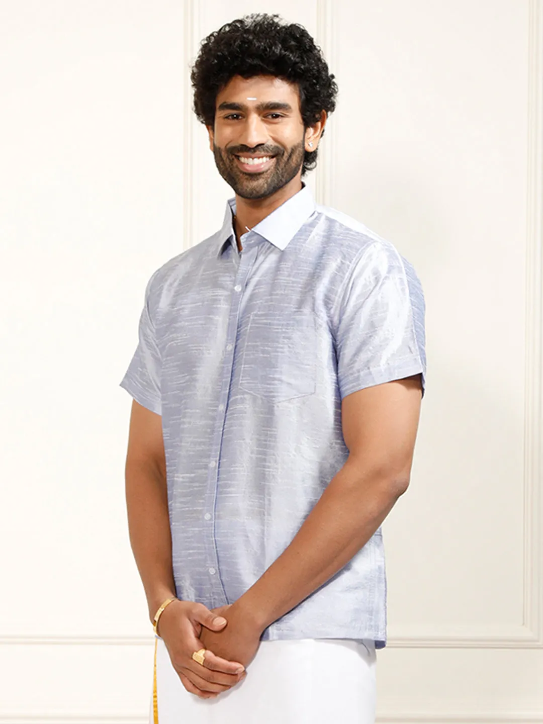 VM By VASTRAMAY Men's Lavender Silk Blend Ethnic Shirt
