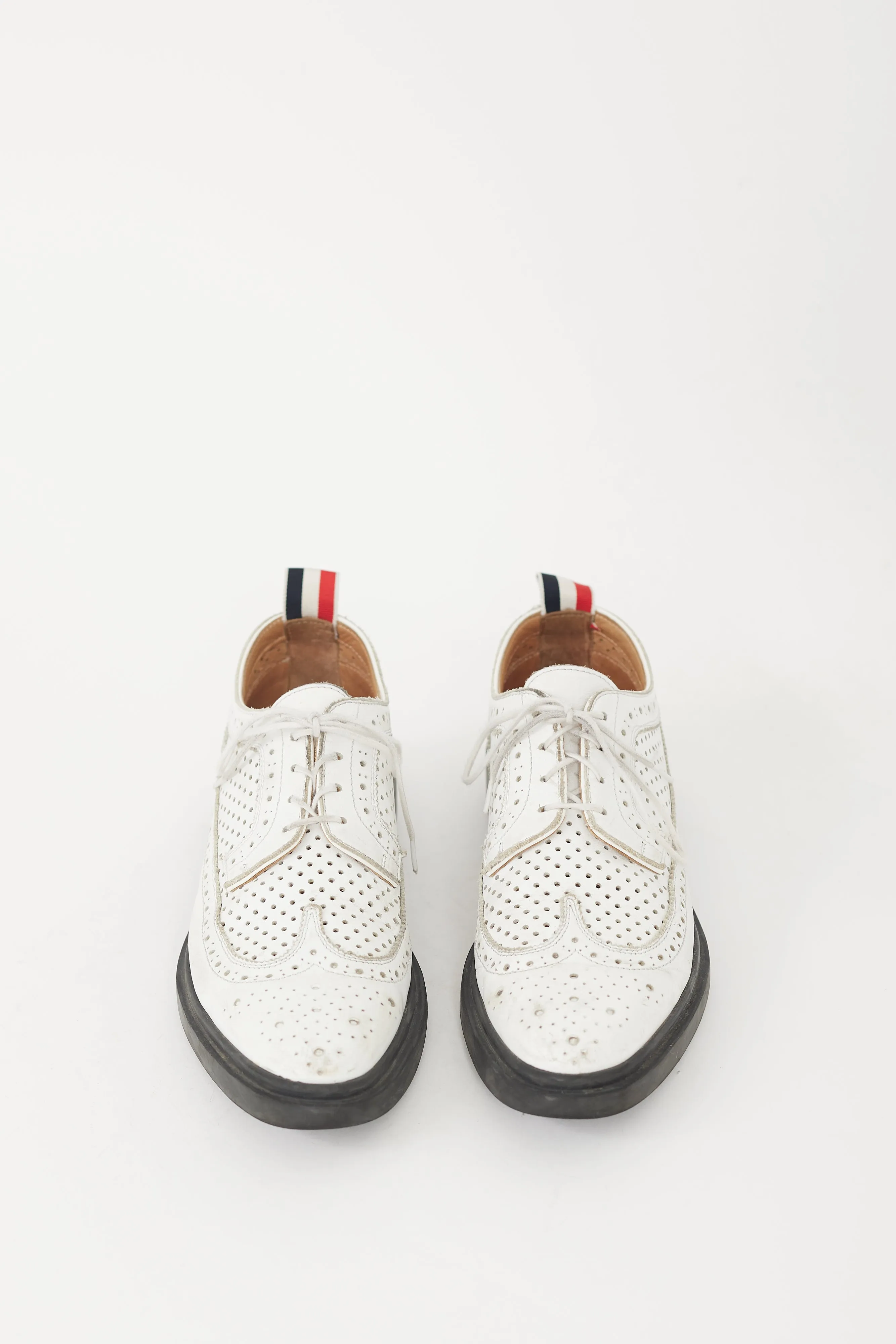 White Leather Perforated Longwing Brogue