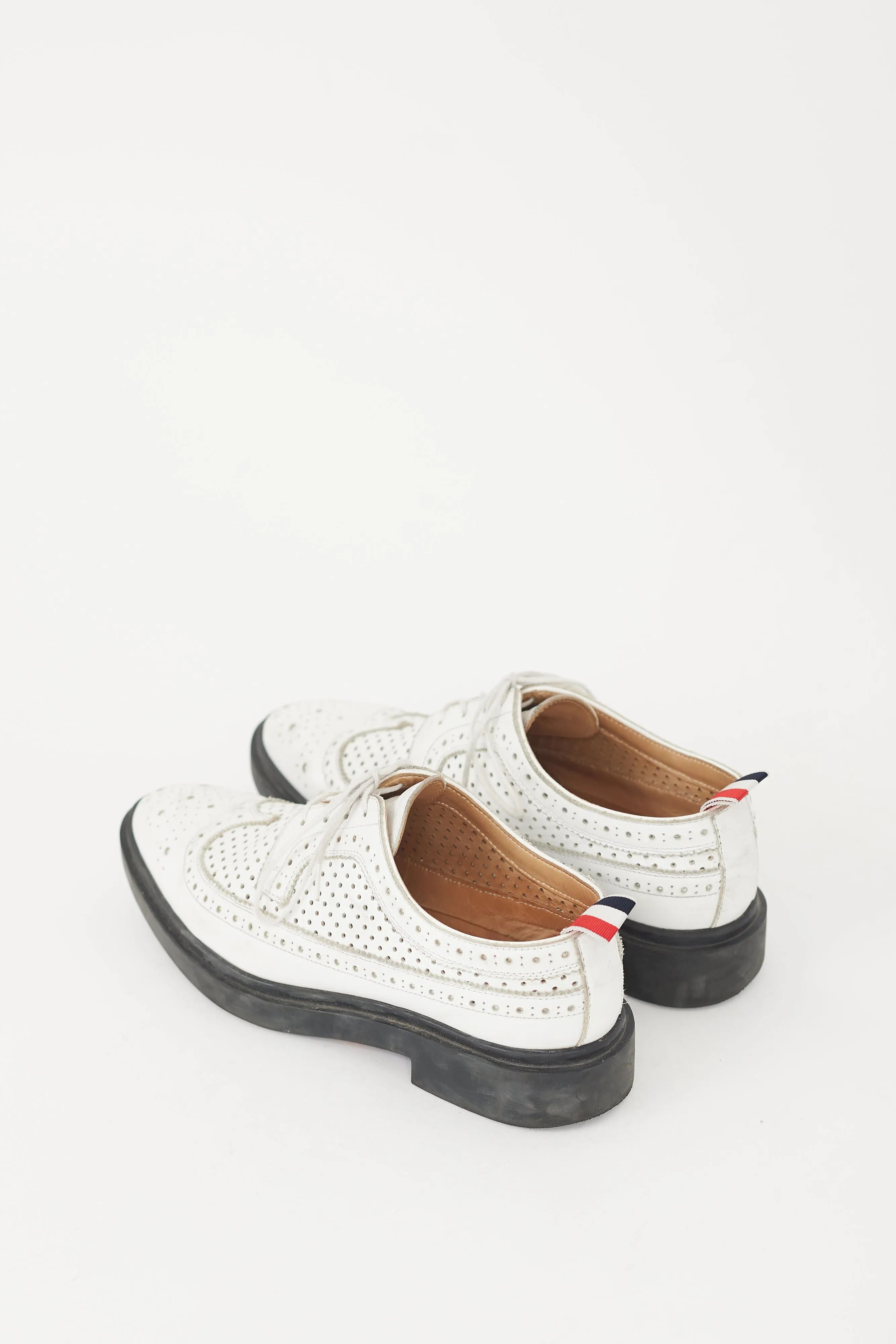 White Leather Perforated Longwing Brogue