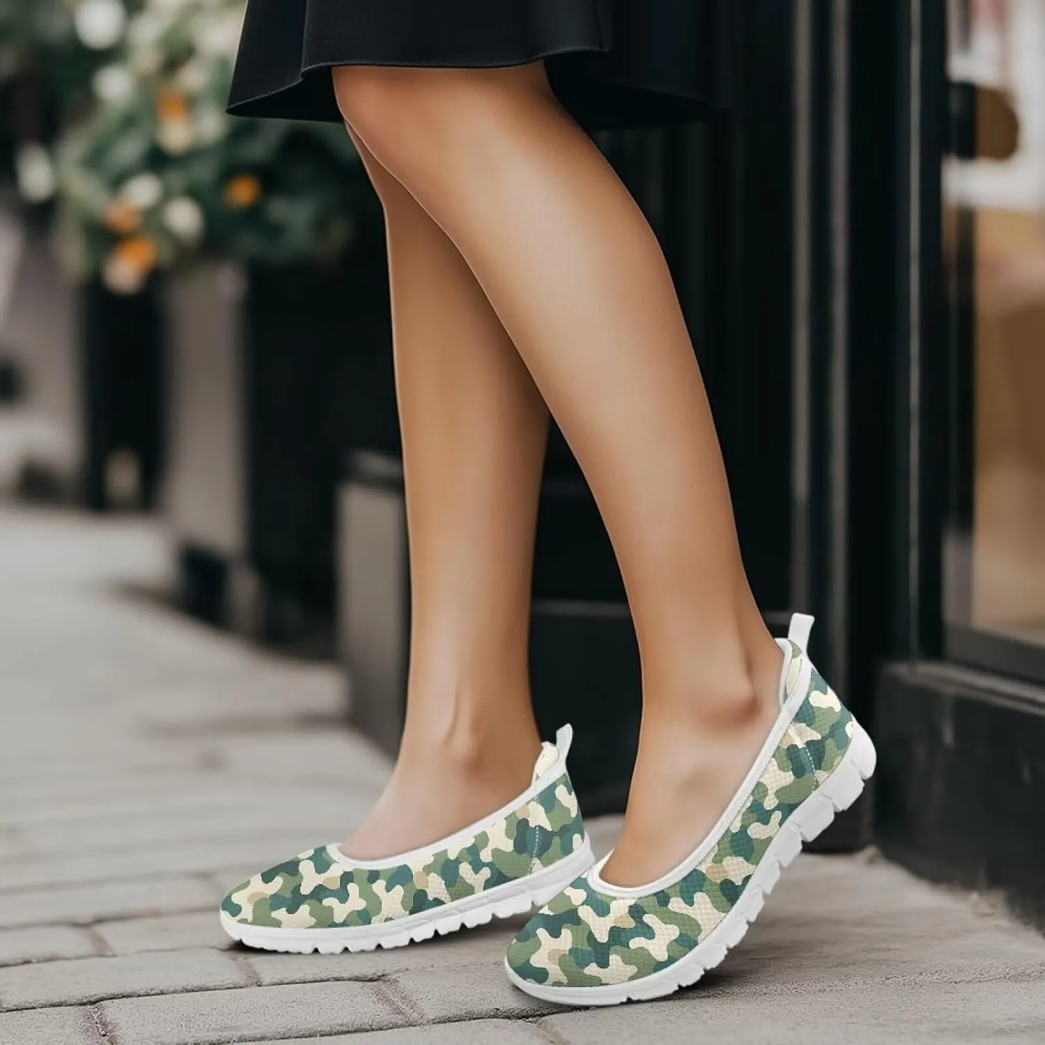 Women's Art Pattern Casual Loafers Slip On Flying Mesh Walking Shoes Comfortable Lightweight Ladies Outdoor Travel Shoes US Size 6-11