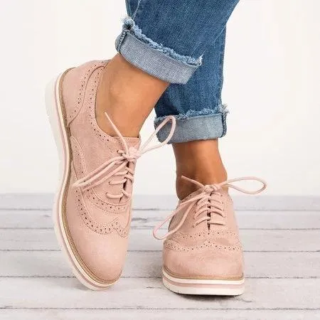 Women's Lace Up Perforated Oxfords Shoes