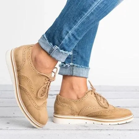 Women's Lace Up Perforated Oxfords Shoes