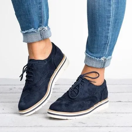 Women's Lace Up Perforated Oxfords Shoes