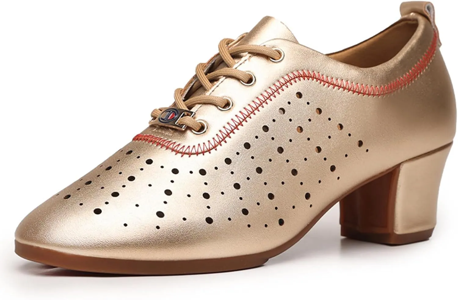 Womens Latin Ballroom Dance Shoes Non-Slip 3.5cm Heel Lace up Modern Dance Sneaker with Split Sole