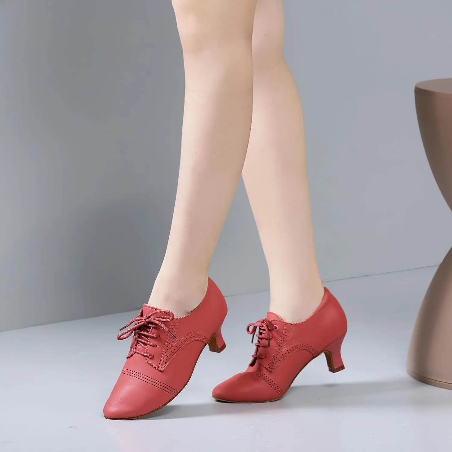 Women's Latin Dance Practice Shoes Lace Up Close Toe Professional Modern Tango Ballroom Dance Shoes,Model WDL-SSMD