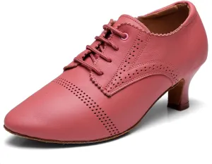 Women's Latin Dance Practice Shoes Lace Up Close Toe Professional Modern Tango Ballroom Dance Shoes,Model WDL-SSMD