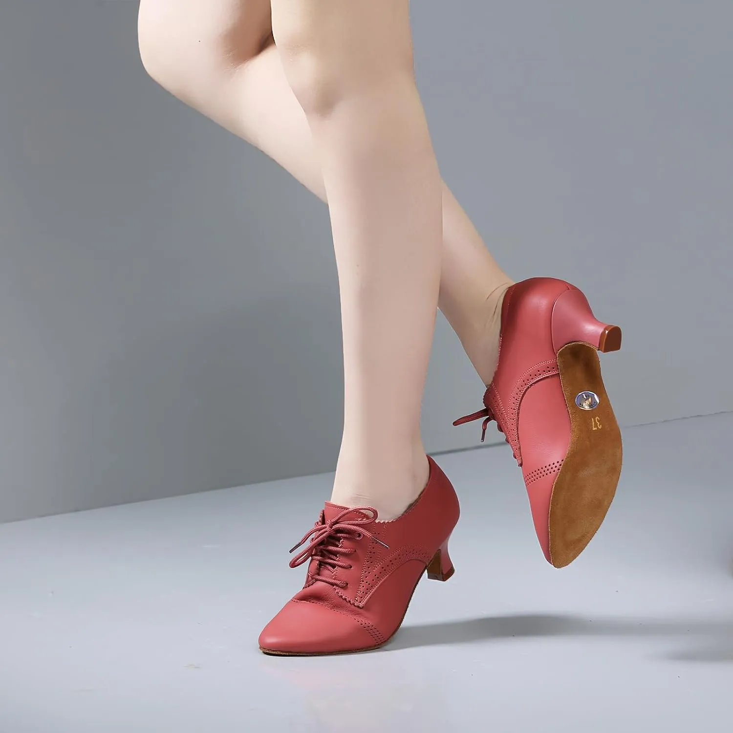 Women's Latin Dance Practice Shoes Lace Up Close Toe Professional Modern Tango Ballroom Dance Shoes,Model WDL-SSMD