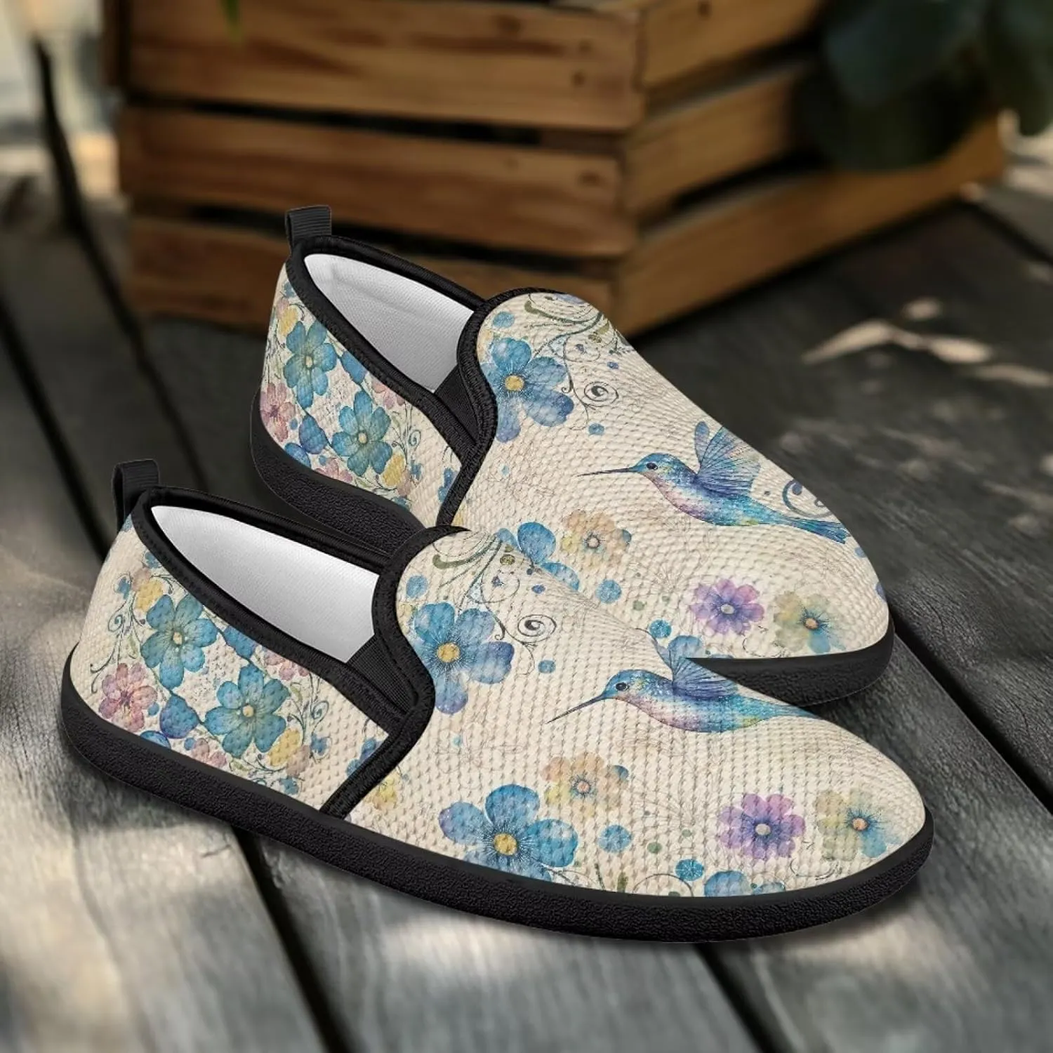Women's Mesh Flats Shoes Casual Breathable Slip On Sneakers Non-Slip Low Top Outdoor Walking Loafers