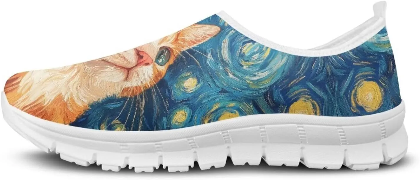 Women's Printed Travel Shoes Slip On Casual Loafers Lightweight Comfort Fashion Sneaker Low-Cut Casual Shoes