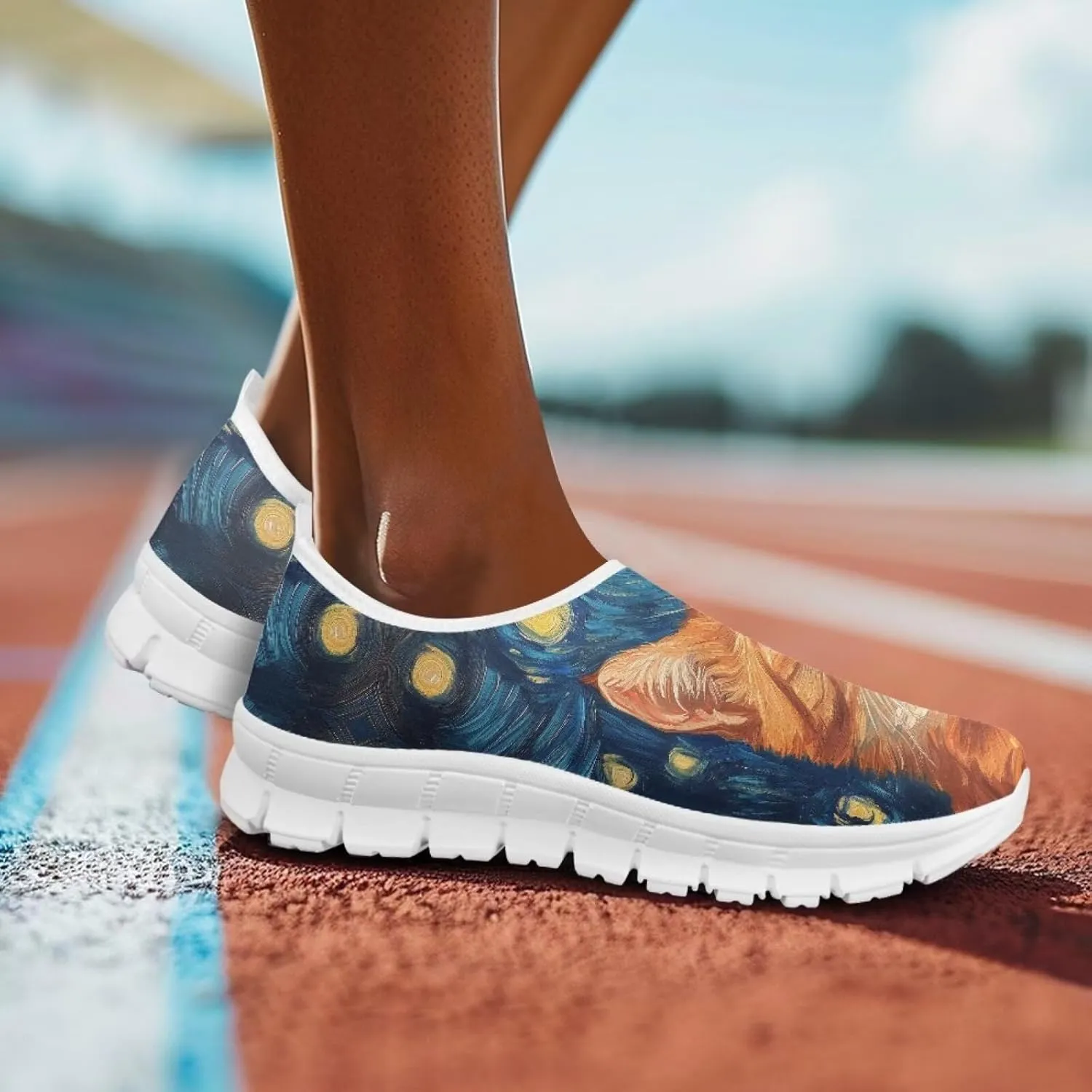 Women's Printed Travel Shoes Slip On Casual Loafers Lightweight Comfort Fashion Sneaker Low-Cut Casual Shoes