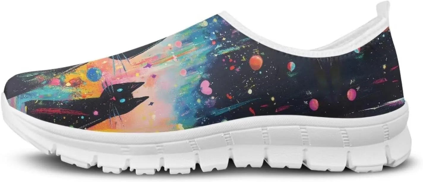 Women's Printed Travel Shoes Slip On Casual Loafers Lightweight Comfort Fashion Sneaker Low-Cut Casual Shoes