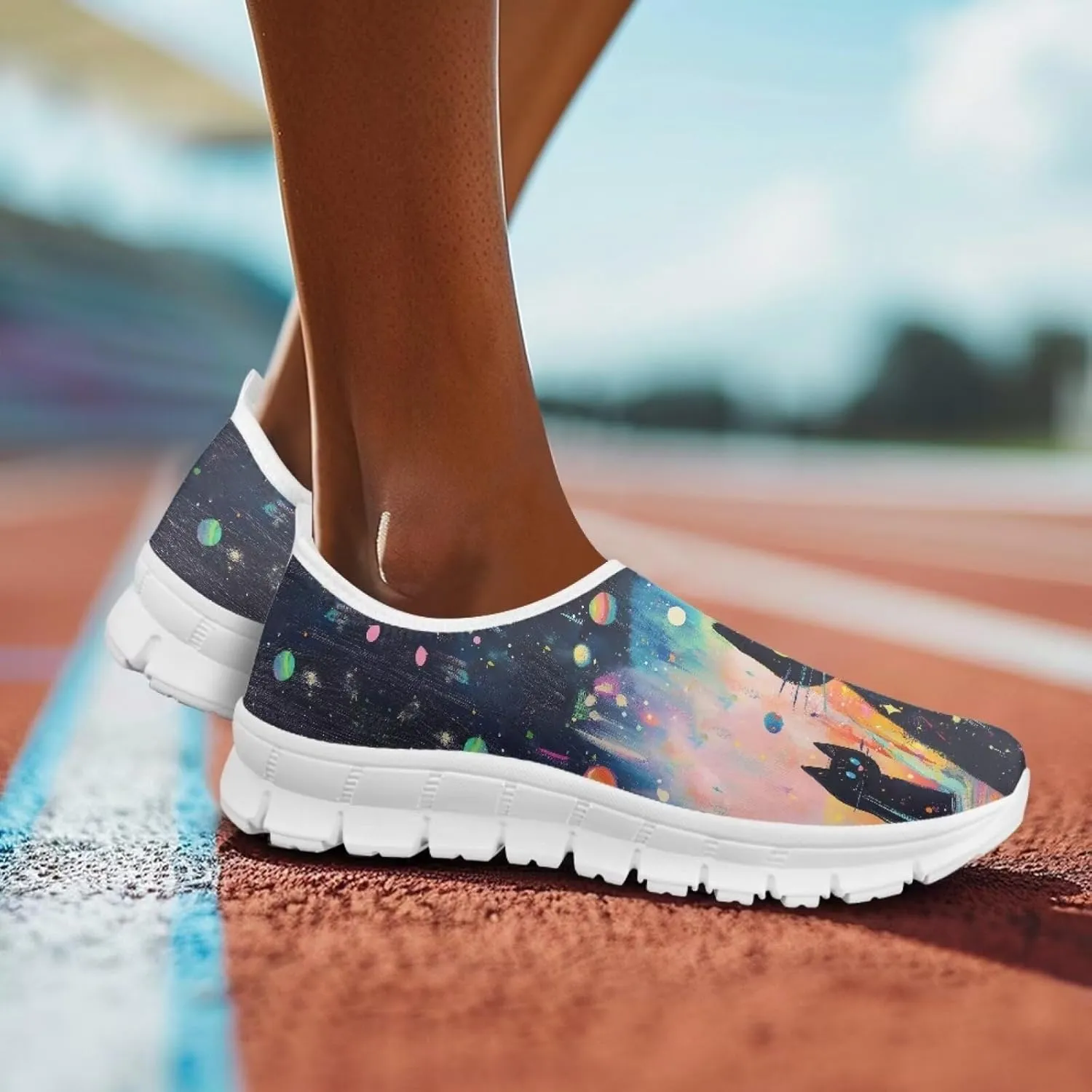 Women's Printed Travel Shoes Slip On Casual Loafers Lightweight Comfort Fashion Sneaker Low-Cut Casual Shoes