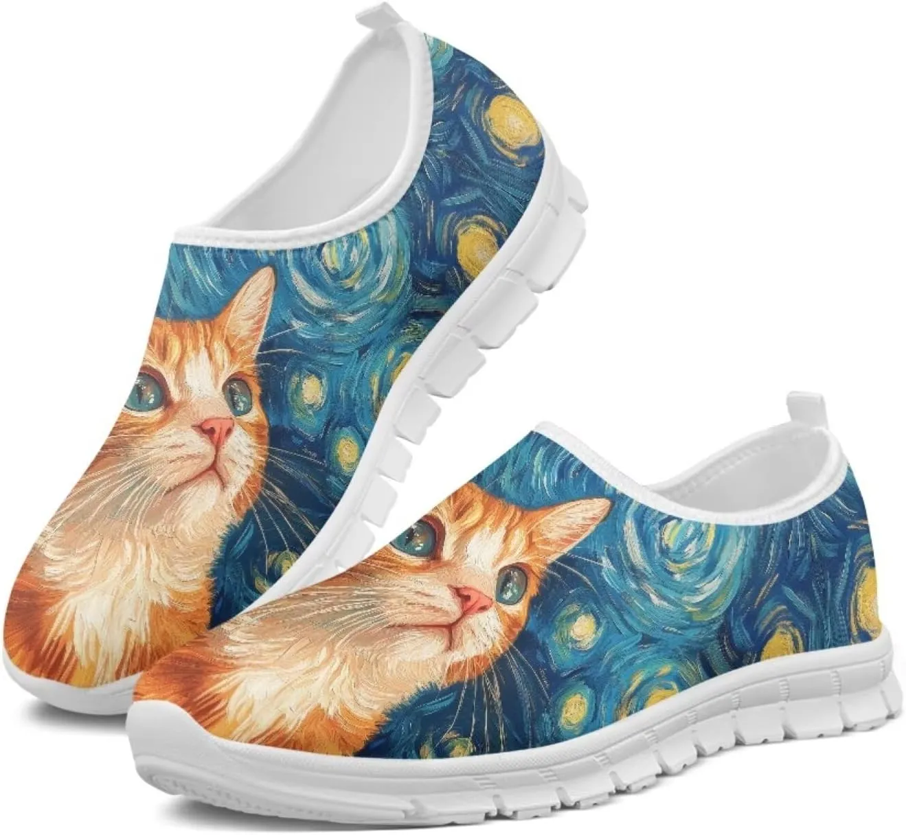 Women's Printed Travel Shoes Slip On Casual Loafers Lightweight Comfort Fashion Sneaker Low-Cut Casual Shoes