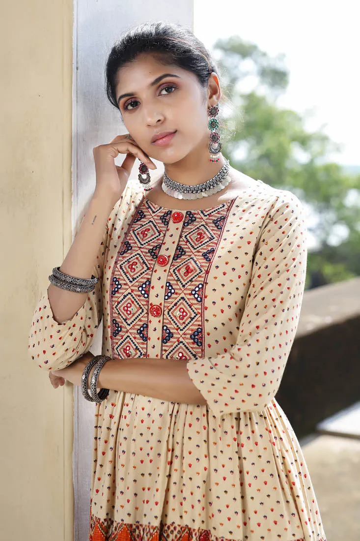 Women's  Rayon Anarkali Tiered Gown