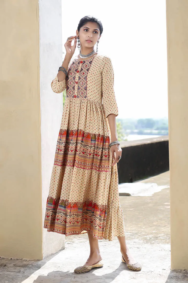 Women's  Rayon Anarkali Tiered Gown